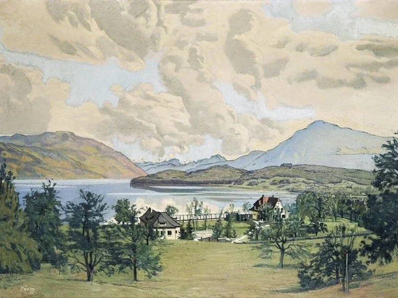 1883-Ernst Georg Rüegg - Vista del Rigi da Risch